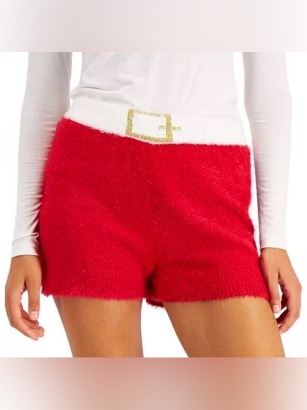 Hooked Up By IOT Christmas Red Sweater Santa Shorts New Junior Size Large